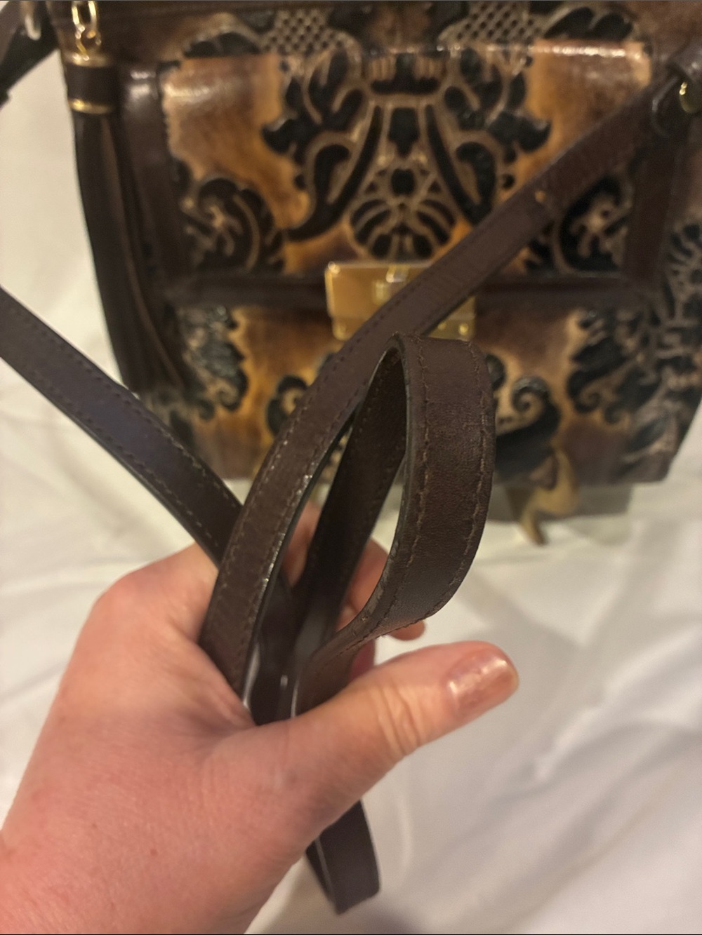 Brahmin Mimosa Espresso Fresco Embossed Leather Crossbody (ABBA) - Picture 6 of 16